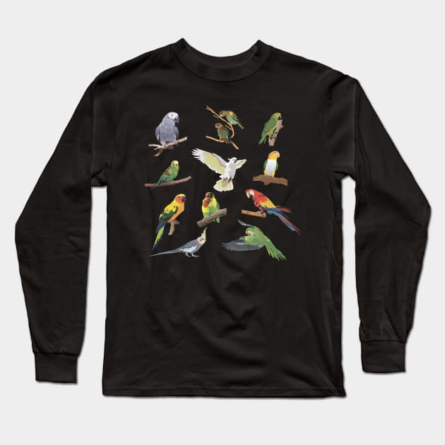 Various Colorful Parrots Long Sleeve T-Shirt by NorseTech